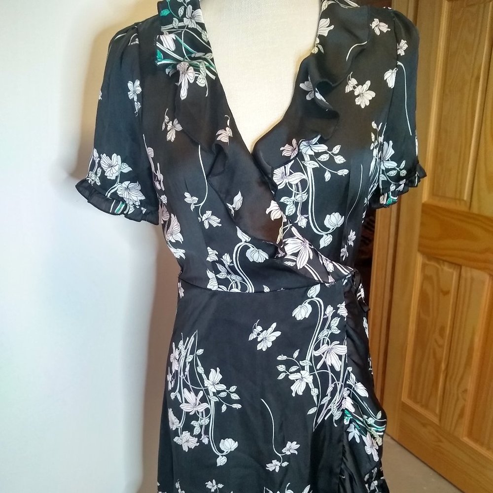 Vero Moda Black Floral Wrap Dress , Size S